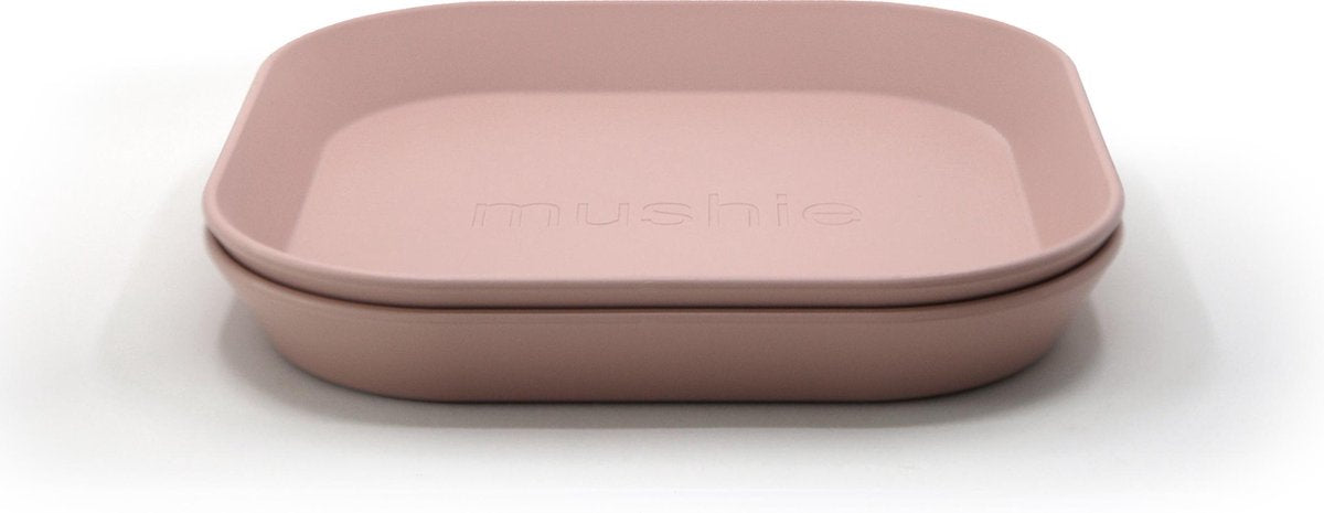 Mushie bord vierkant - Kleur Blush - Set van 2 - Kinderservies