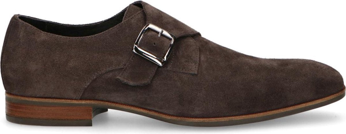 Manfield - Heren - Donkerbruine suède buckles - Maat 43