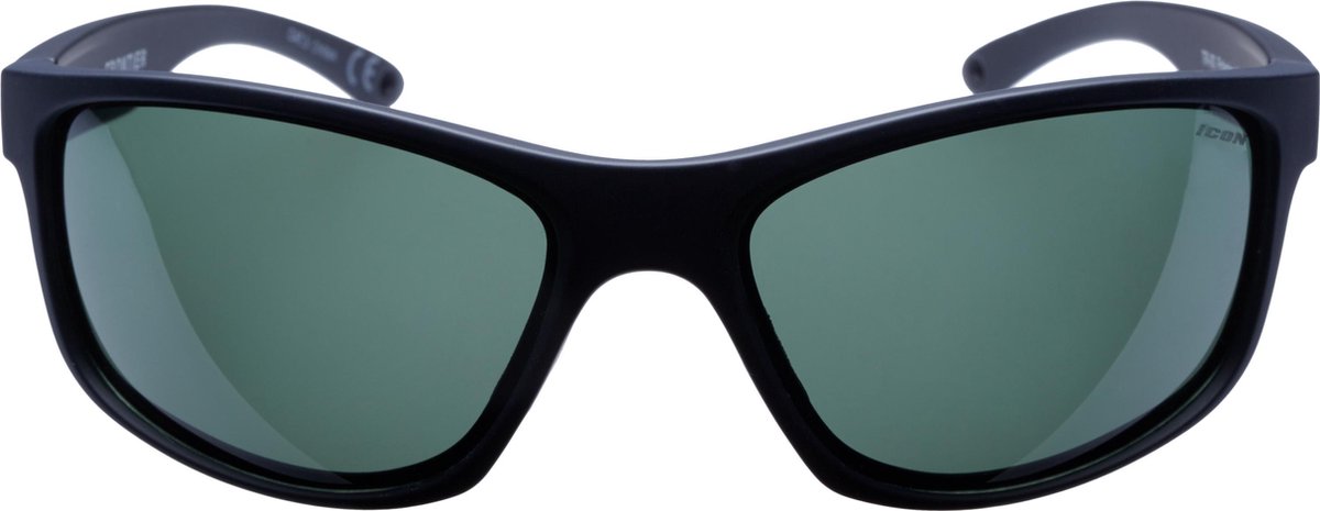 ICON Sport Zonnebril FRONTIER - Zwart montuur met rubber finish - Groene glazen - GEPOLARISEERD