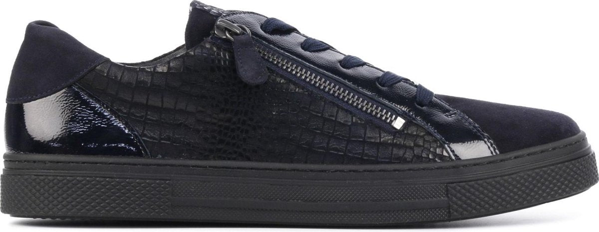 Hassia Vrouwen Suède Crocoprint Lage sneakers / Damesschoenen 301234 - Blauw - Maat 42