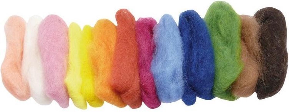 Glückskäfer Gekaarde Wol 100 Gram 15 Stuks Multicolor