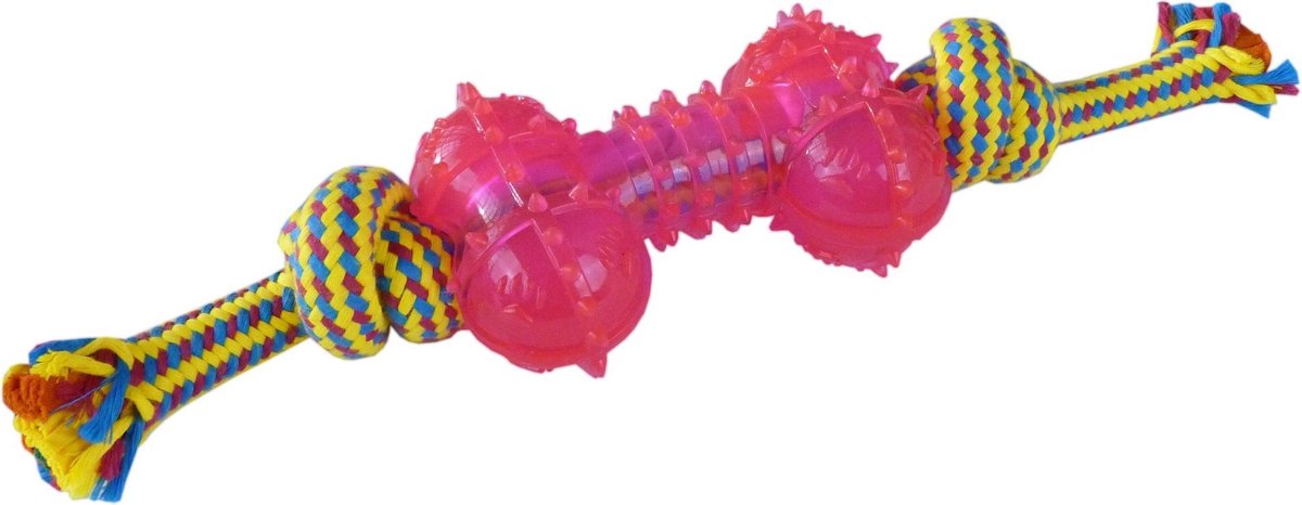 Geweven touw met rubber speeltje 33cm 200-205gr