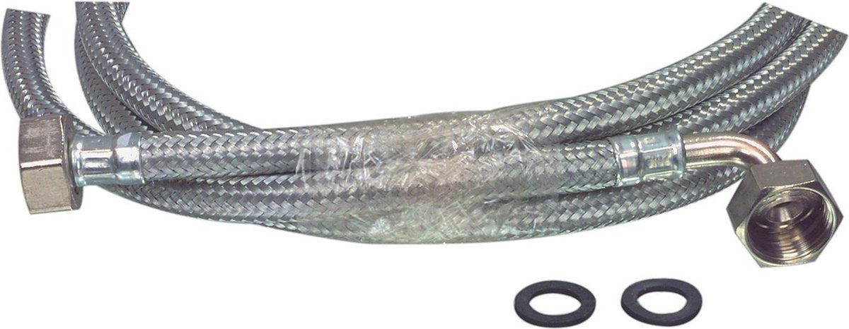 Aanvoerslang Metaal 1/2 Recht - 3/4'' Gehoekt 10 bar 90 °C 1.50 m