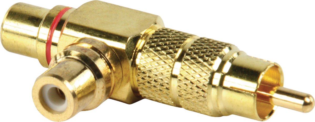 Goobay 1x Tulp (m) - 2x Tulp (v) audio adapter/splitter - rood / verguld (metaal)