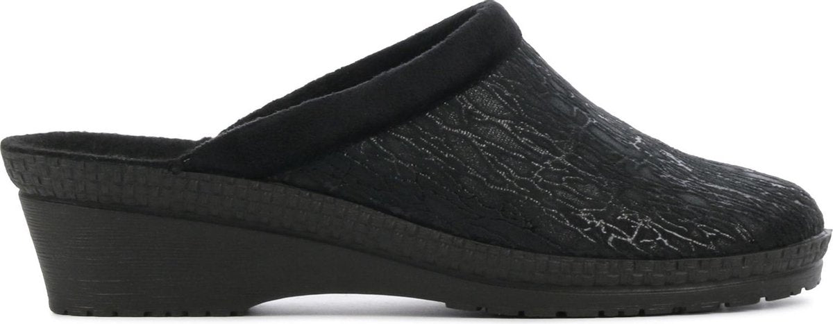 Rohde Vrouwen Suède Pantoffels / Damesschoenen Harde zool Sloffen - 2455 - Zwart - Maat 41