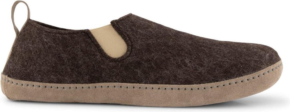 Travelin' In-Home Heren Sloffen - Wollen Pantoffels - Suede zool - Bruin - Maat 41