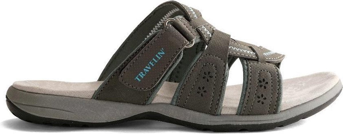 Travelin Asker Lady - Leren Outdoor Slippers - Wandelsandalen - Grijs - Maat 39