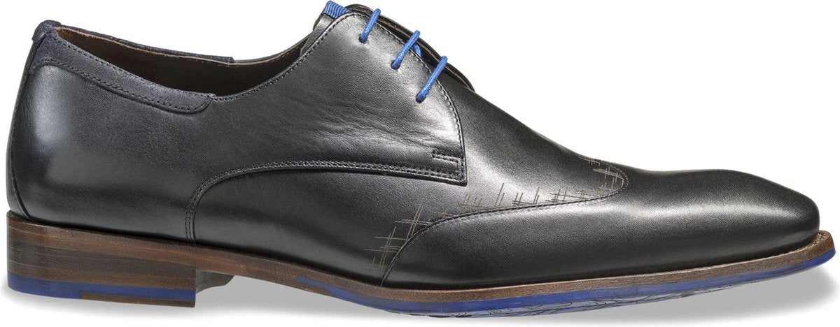 Floris van Bommel Mannen Veterschoenen -  14029 - Zwart - Maat 47