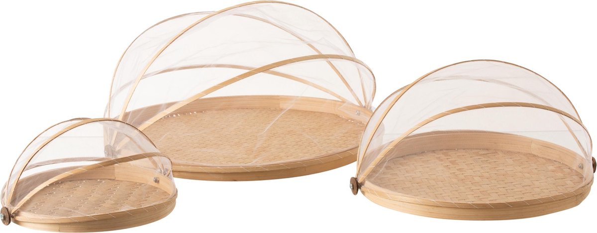 J-Line Set Van 3 Plateaus Met Vliegenbescherming Bamboe Naturel