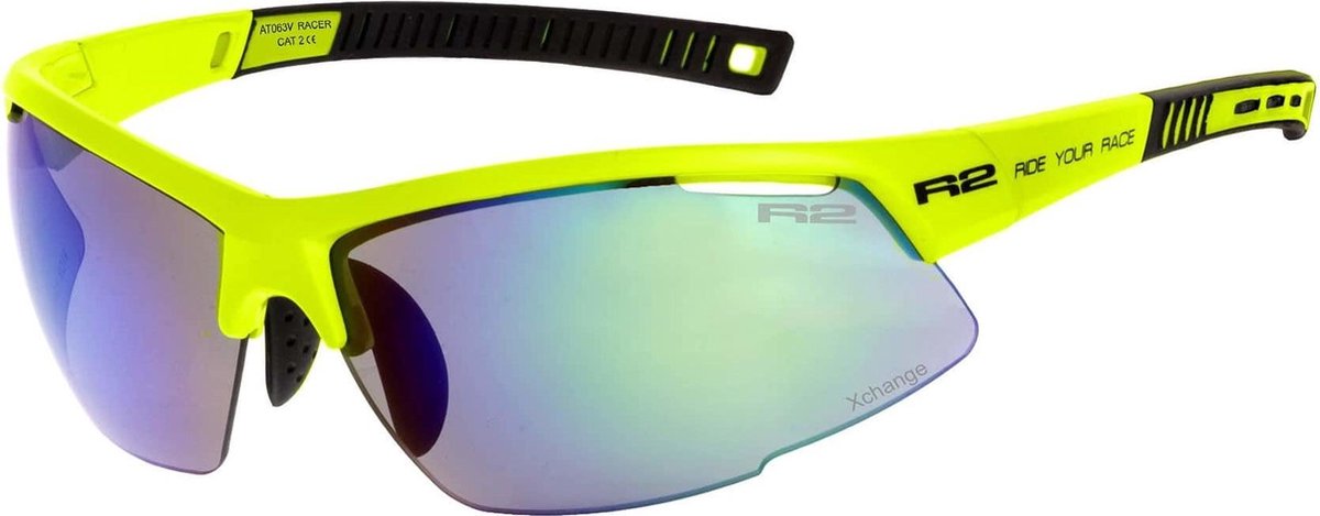R2 Racer Fietsbril - Sport Zonnebril Geel