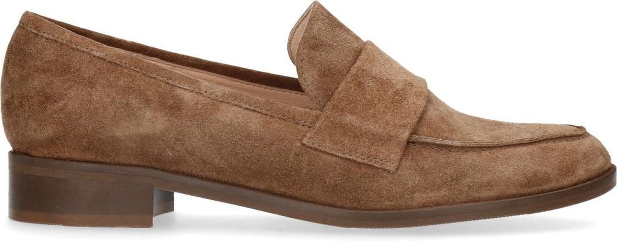 Manfield - Dames - Bruine suède loafers - Maat 38