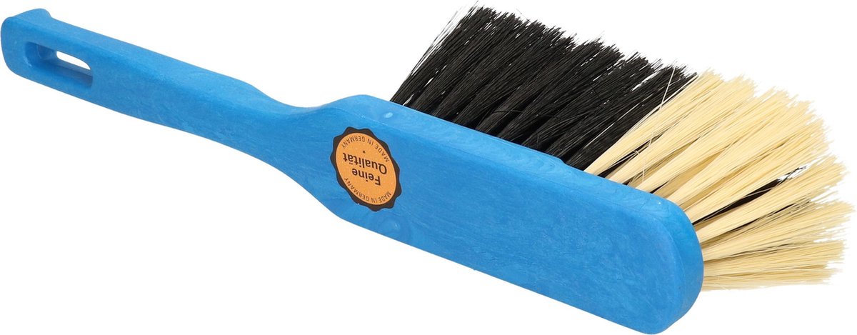 Eco zachte blauwe stoffer/handveger voor binnen 30 cm - Gerecycled kunststof/handveger 30 cm