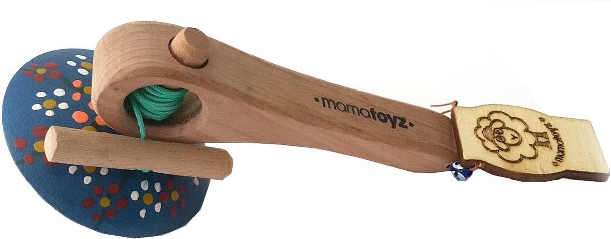 Mamatoyz Spinning-tol Hout 16 Cm Blauw