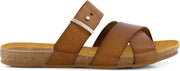 Travelin' Vinaros - Leren Dames sandalen - Slippers - Cognac Bruin Leer - Maat 36