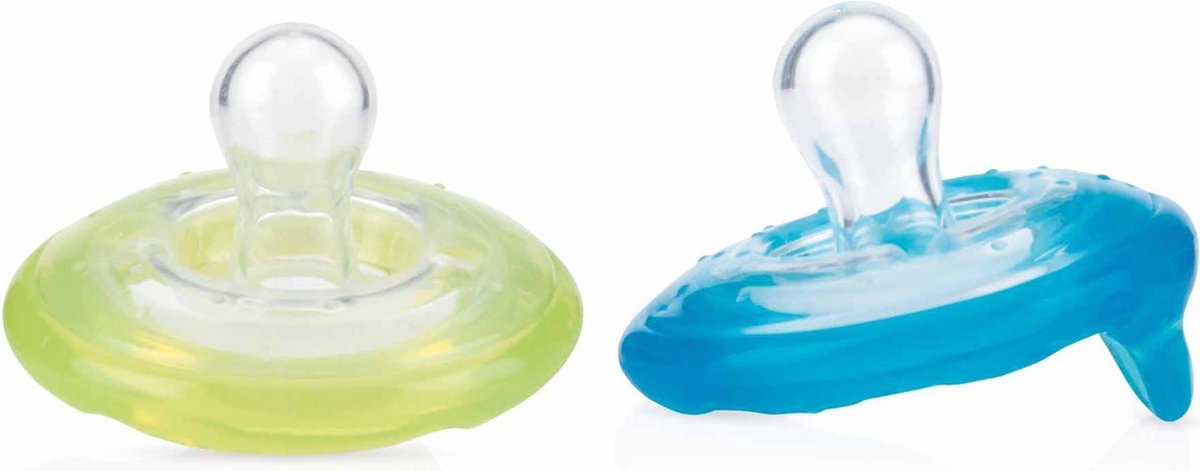Nûby - 2 Natural Flex™ Cherry Fopspenen - Groen & Fel Blauw - 6-36m