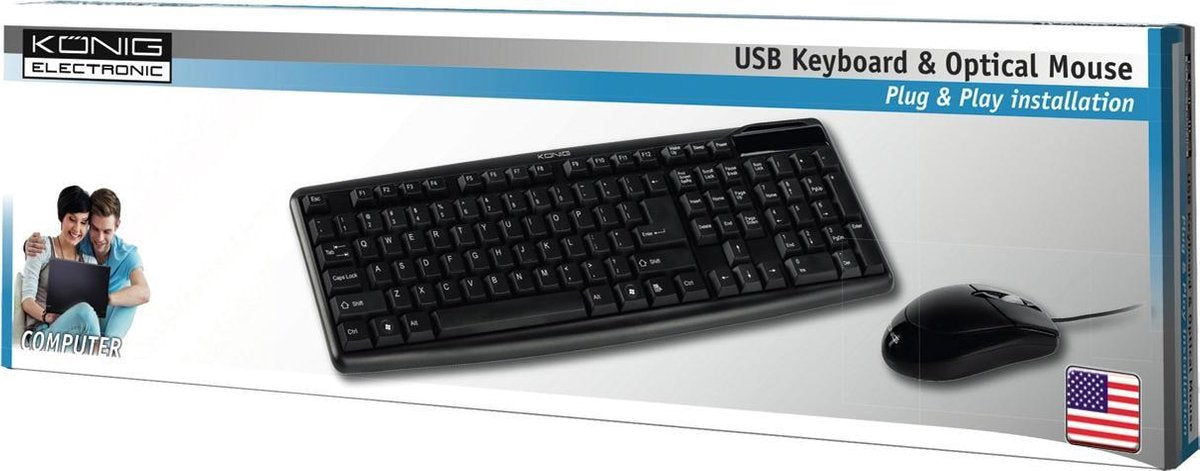 König CSKMCU100US toetsenbord USB QWERTY US International Zwart