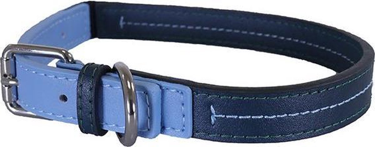 Rosewood halsband hond leer babyblauw / donkerblauw (35