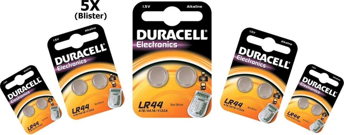 5 Blisters (10 stuks) - Duracell G13 / LR44 / A76 knoopcel