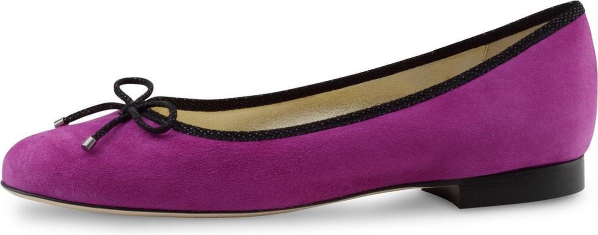 Suède Ballerina's voor Dames – Fuchsia en Zwart – Gewatteerd Voetbed – Strikje – Werner Kern Cassy – Maat 39
