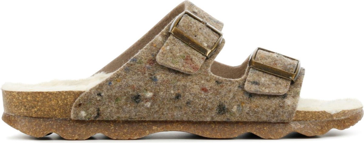 Mace Vrouwen Stoffen Pantoffels / Damesschoenen Harde zool Sloffen - M1054 - Taupe - Maat 39