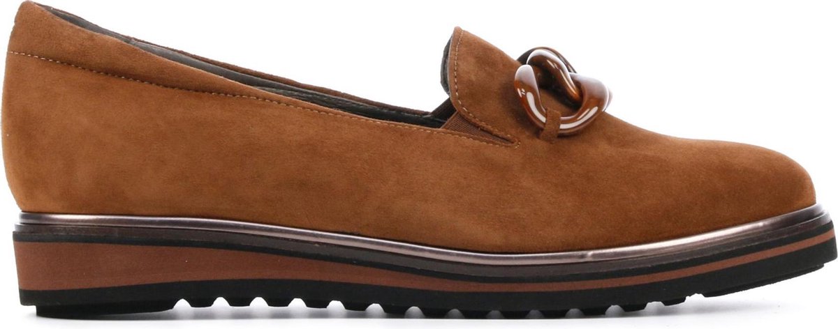 Softwaves Vrouwen Suède Instapschoenen / Damesschoenen / Instapper 8.09.01 - Cognac - Maat  37.5