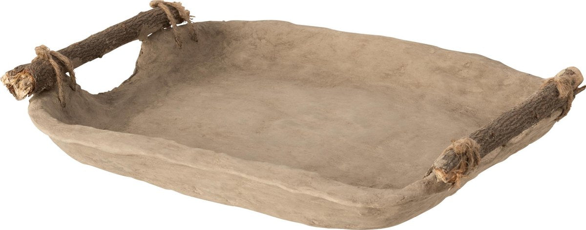 J-Line Plateau Chad Papier Mache Bruin