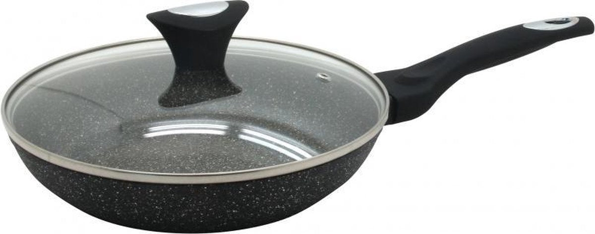 Antiaanbak Braadpan 24cm Keramische antiaanbaklaag en deksel zwart