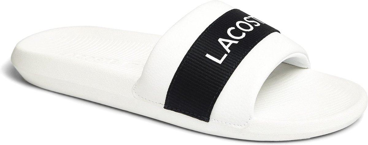 Lacoste Croco Slide Heren Slippers - Wit/Zwart - Maat 40.5