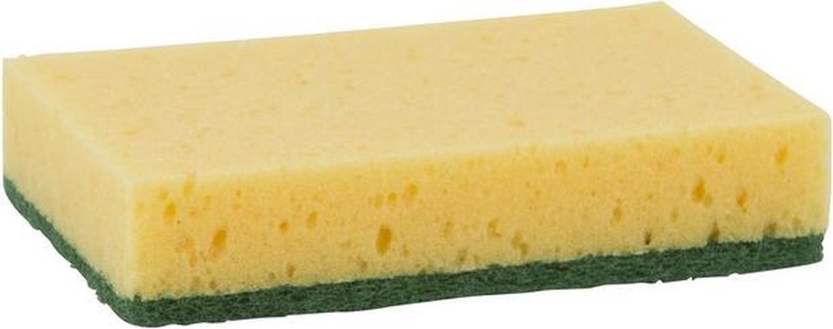 30x Gele schuursponzen / sponzen vlak premium 14 x 9 x 3 cm - Schoonmaak / keukenartikelen