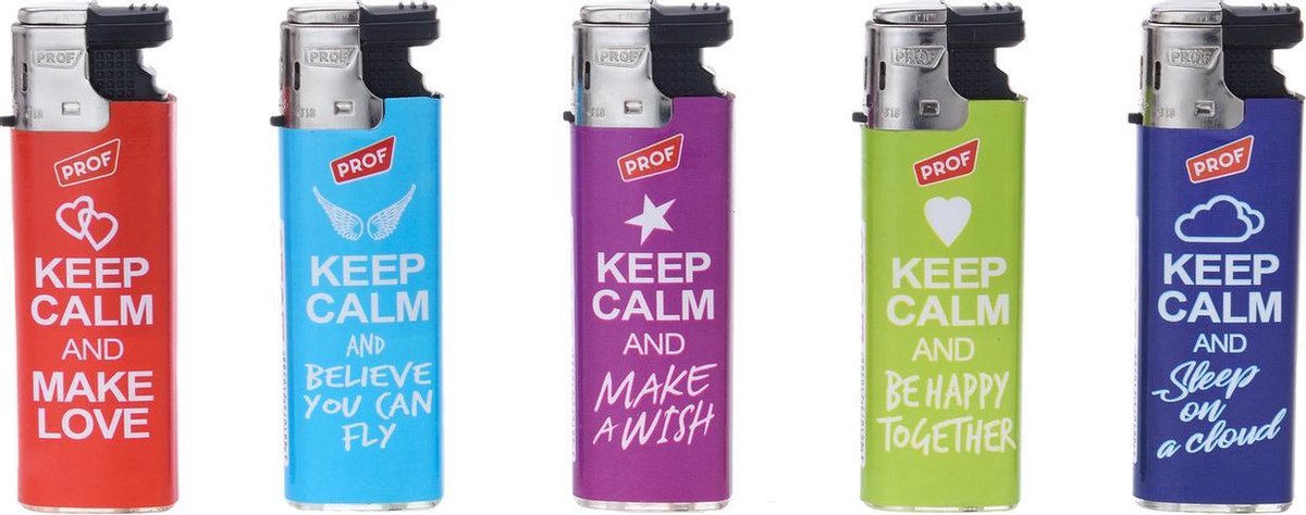 Slidecap aanstekers - Lighters - Prof - 50 stuks - Keep Calm design
