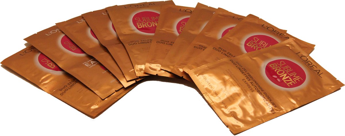 L’Oréal Paris Dermo Expertise Sublime Bronze Tissues Zelfbruindoekjes 10x2 Stuks – 19x13x5cm | Zelfbruiner | Pigmentdoekjes voor Gezicht en Lichaam