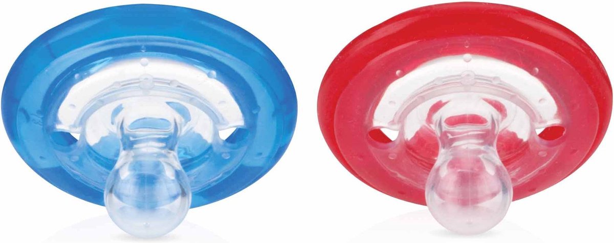 Nûby - 2 Natural Flex™ Cherry Fopspenen - Blauw & Rood - 6-36m