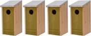 4x Houten vogelhuisjes/nestkastjes met lichtgroene voorzijde en metalen dakje 26 cm - Vogelhuisjes tuindecoraties