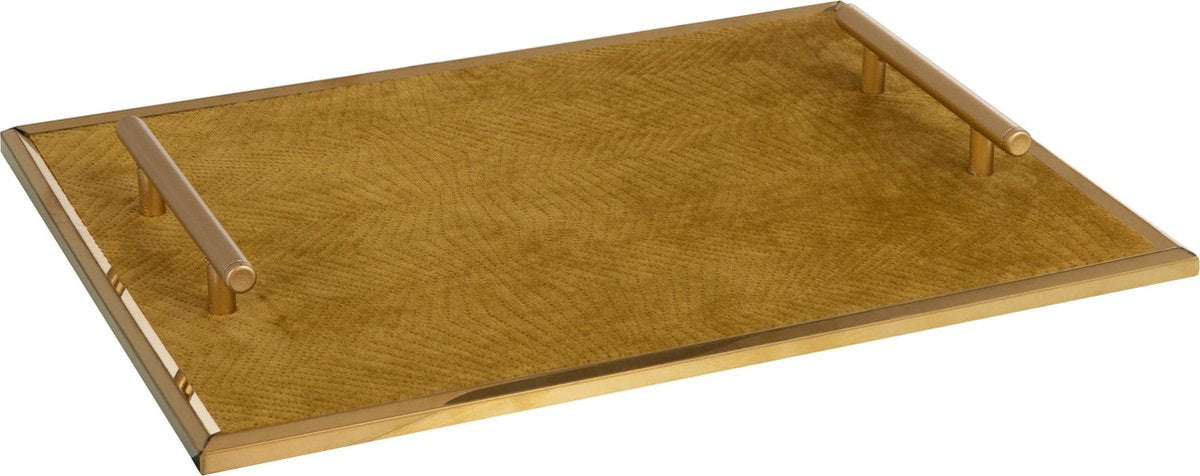 J-Line Plateau Fluweel Oker/Metaal Goud