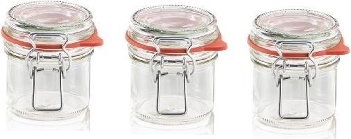 Leifheit 3190 Weckpot met beugel 135ml Glas (set van 3 stuks)