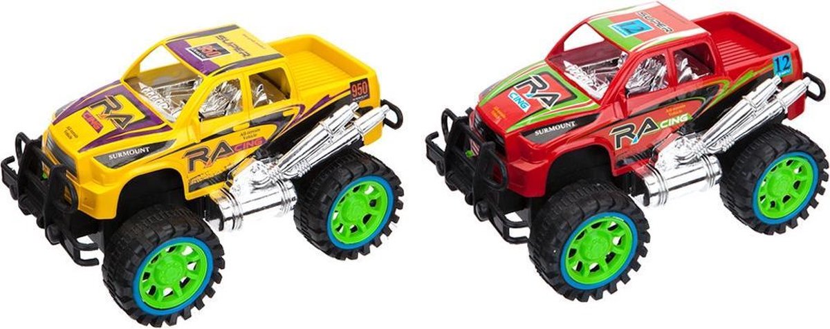Pms Monstertrucks Inertia Power 20 Cm Geel/rood 2-delig