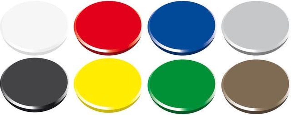 Magneet Alco 32mm rond blister à 4 stuks assorti