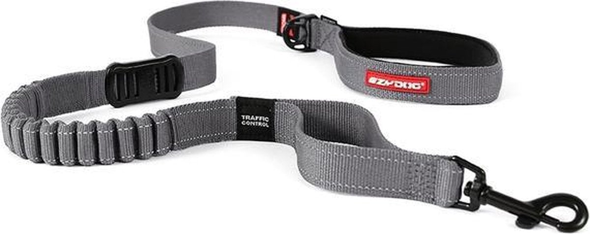 EzyDog Zero Shock - Lange Hondenriem - 120cm - Grijs