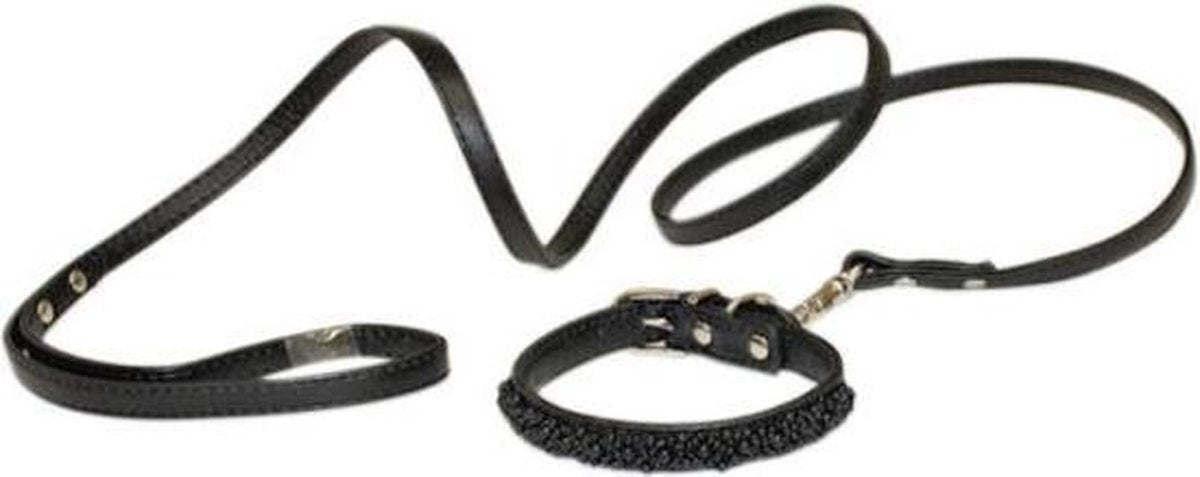 Croci Hondenriem Met Halsband Pearls Parels Zwart