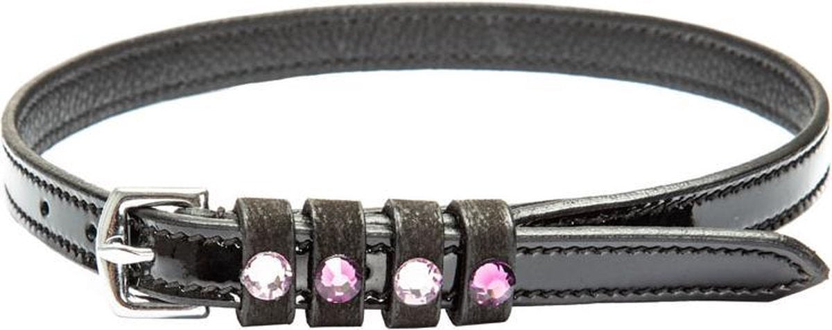 RelaxPets - Imperial Riding - Sporenriempjes - Kwaliteitsleer - Lakleer - Strass Steentjes - Black Lack Amethyst - 52 cm