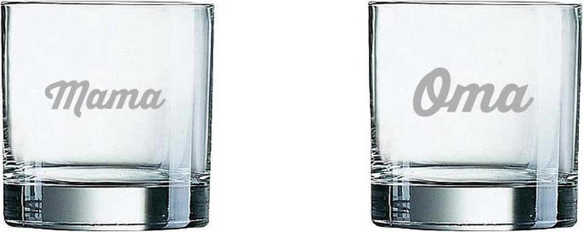 Gegraveerde wiskeyglas 38cl mama+oma