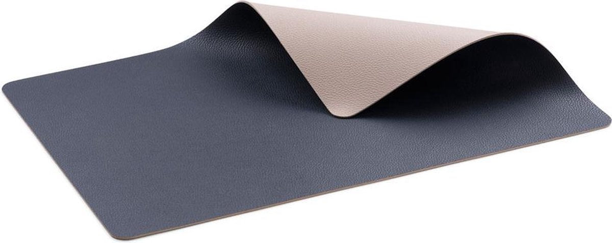 Bitz - Placemat 4st leatherlook BLAUW/ZAND