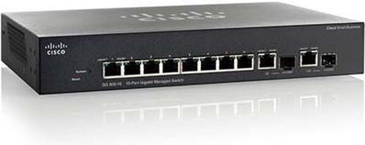 Cisco SG350-10P Managed L3 Gigabit Ethernet (10/100/1000) Power over Ethernet (PoE) Zwart