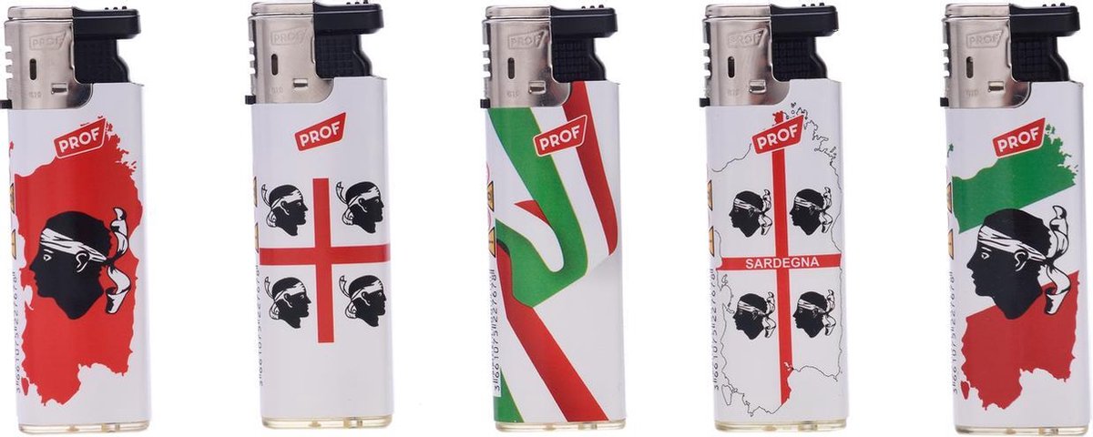 Slidecap aanstekers - Lighters - Prof - 50 stuks - Sardegna flag design