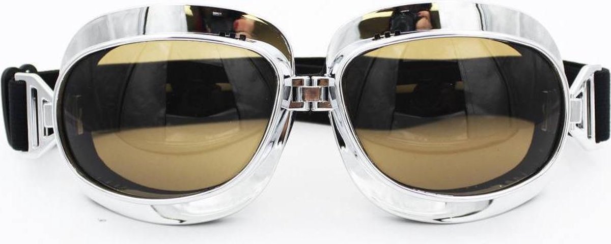 Chrome vliegeniersbril donker glas