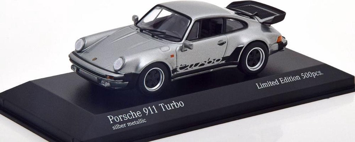 Porsche 911 (930) Turbo 1979 Zilver / Zwart 1-43 Minichamps Limited 500 Pieces