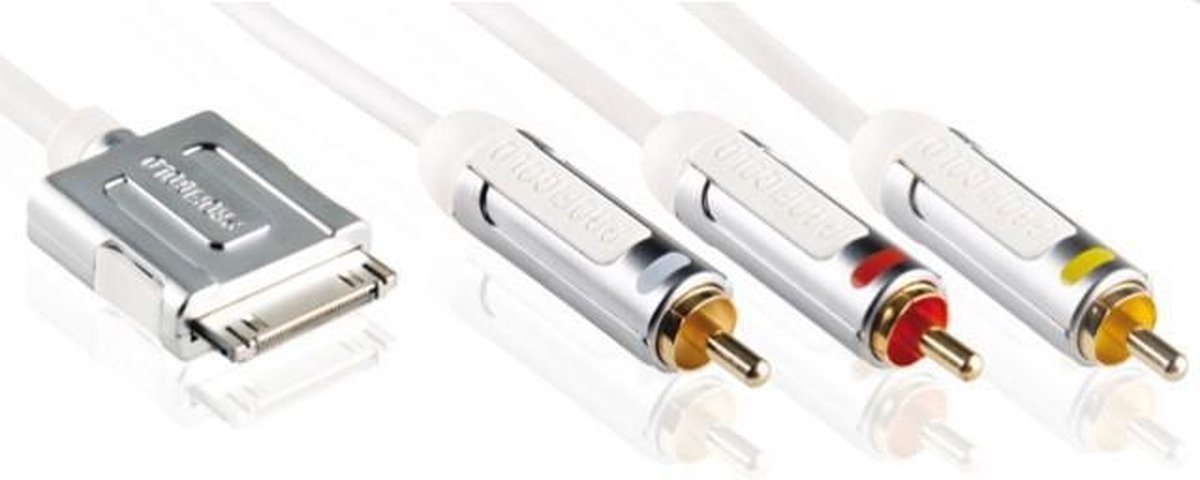 Profigold Dock Connector - AV Interconnect 1x Dock Connector 3x RCA Wit kabeladapter/verloopstukje