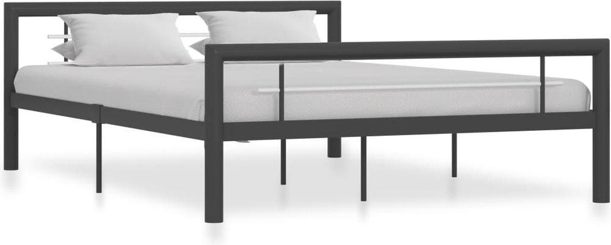 Bedframe metaal grijs en wit 140x200 cm