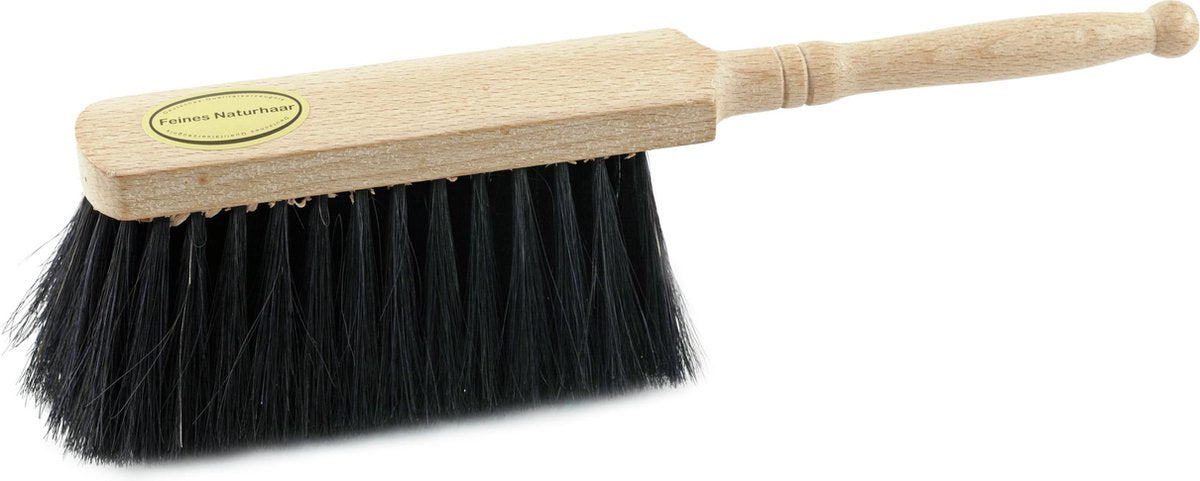 Blank gewaxte zachte stoffer/handveger met zwart paardenhaar extra vol