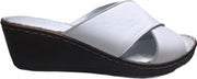 Manlisa 6 cm sleehak kruis lederen comfort muiltjes W107-7090 wit mt 39